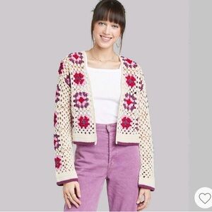 Wild Fable Granny Square Cardigan Crochet Sweater - XS